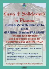 Cena di Solidarietà a Grassina il 22 settembre