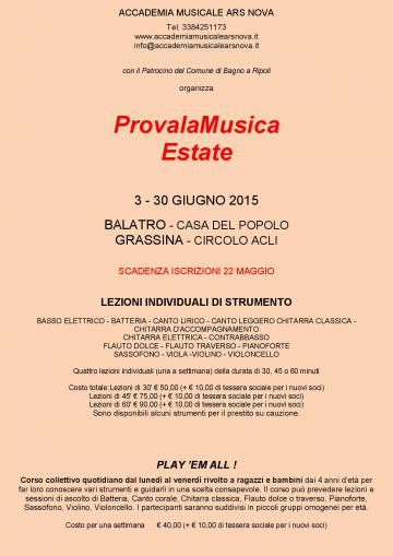 Accademia Musicale Ars Nova: ProvalaMusica Estate, c'è tempo fino al 22  maggio
