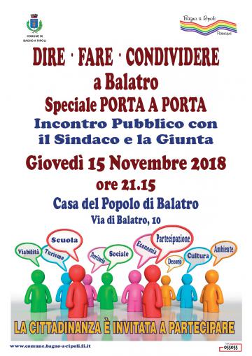 Il “porta a porta” approda a Balatro, il 15 novembre assemblea con i  cittadini | Bagno a Ripoli